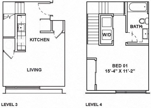 Floor plan for 1 bed, 1 bath, 679 sqft